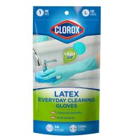 623239 Clorox Reusable Latex Cleaning Gloves with Cotton Flock Lining and Non-Slip Grip, 1 Pair, Large-main-1