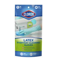 623238 Clorox Reusable Latex Cleaning Gloves with Cotton Flock Lining and Non-Slip Grip, 1 Pair, Medium-main-1
