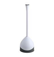 620027 Clorox Toilet Plunger with Hideaway Storage Caddy, 6.5” x 6.5” x 19.5”, White/Gray-main-1